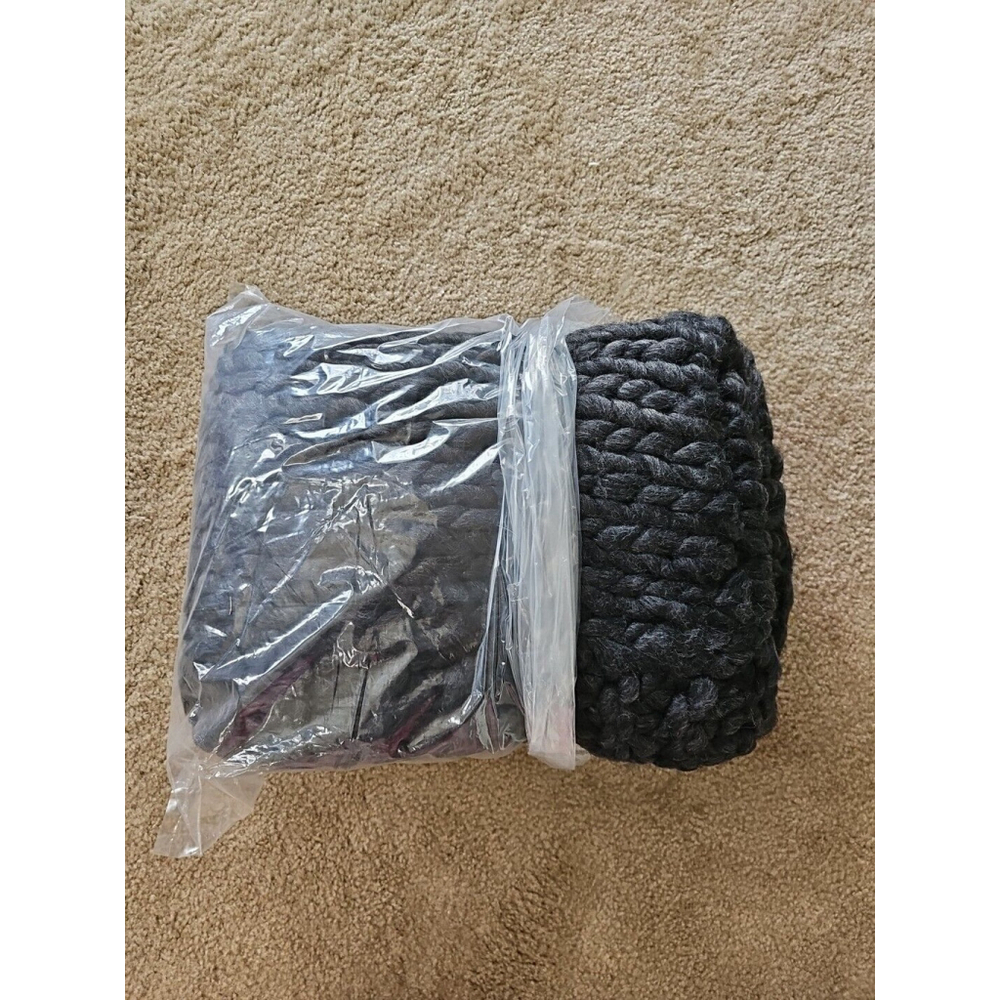 Aviva Stanoff Charcoal Wool Knit Throw 50x70